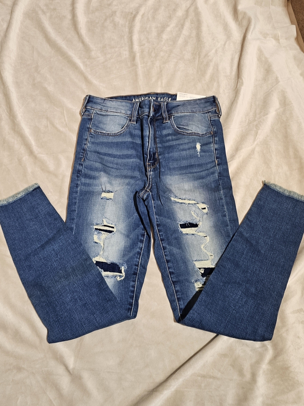 American Eagle Outfitters Women's Ripped Skinny Jeans in Blue